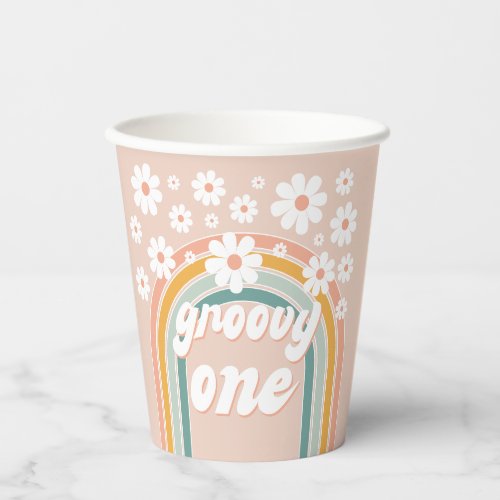 Retro Groovy One Boho First Birthday Paper Cups