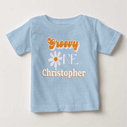 Retro Groovy One Boys 1st Birthday Baby T_Shirt