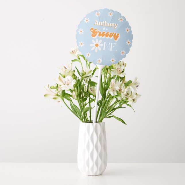 Retro Groovy One Boys 1st Birthday Balloon (Vase)