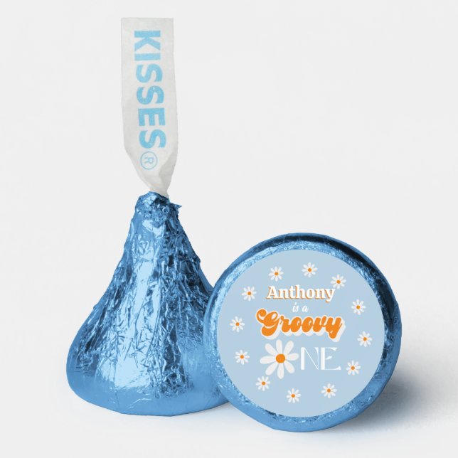 Retro Groovy One Boys 1st Birthday Hershey®'s Kisses® (Front)