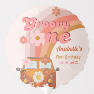 Retro Groovy one Daisy Flower Birthday Party Balloon