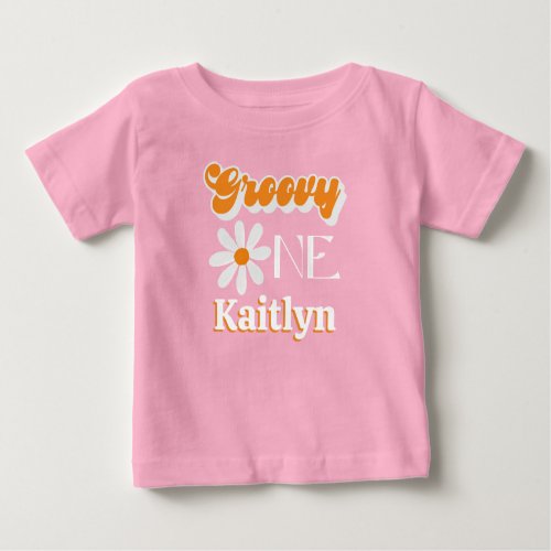 Retro Groovy One Girls 1st Birthday Baby T_Shirt