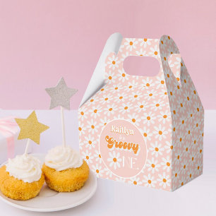 Retro Groovy One Girls 1st Birthday Favor Boxes