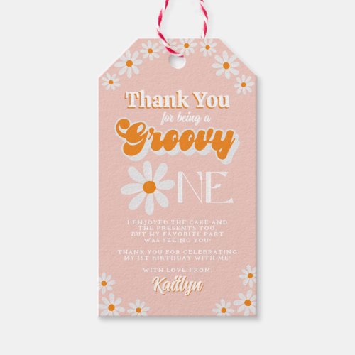 Retro Groovy One Girls 1st Birthday Gift Tags