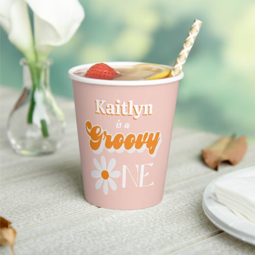 Retro Groovy One Girls 1st Birthday Paper Cups