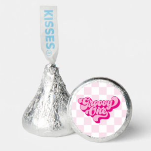 Retro Groovy One Pink and White Check Hershey®'s Kisses®
