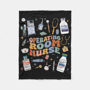 Retro Groovy Operating Room Nurse Or Nursing Schoo Fleece Blanket