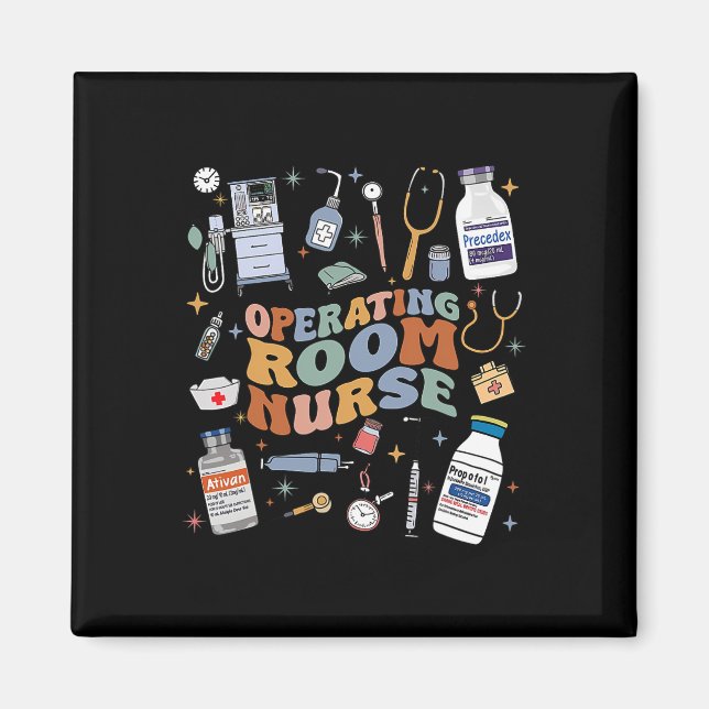 Retro Groovy Operating Room Nurse Or Nursing Schoo Magnet (Front)