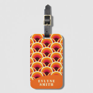 Retro Groovy Orange 70s Boho Unique Elegant Luggage Tag