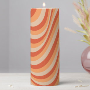 Retro Groovy Orange Color Pillar Candle
