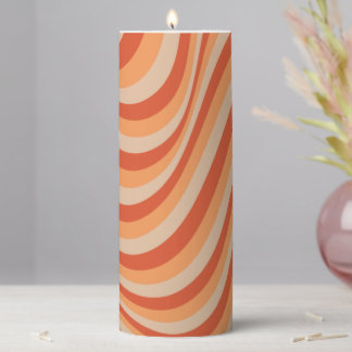 Retro Groovy Orange Color Pillar Candle