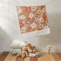 Retro Groovy Orange Floral Girl Milestone