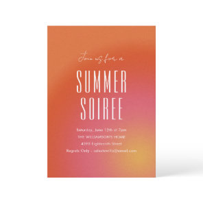 Retro Groovy Orange Fun Summer Soiree Party Invitation