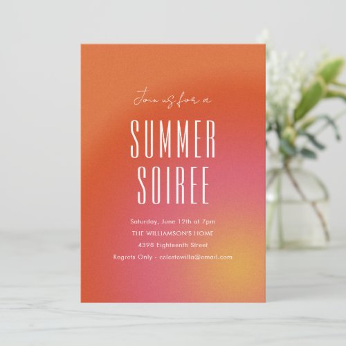 Retro Groovy Orange Fun Summer Soiree Party Invitation