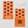 Retro Groovy Orange QR Code 70s Boho Unique Business Card | Zazzle