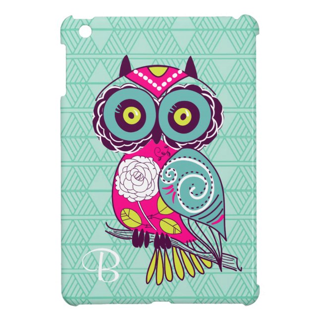 Retro Groovy Owl Teal Cover For The iPad Mini (Back)
