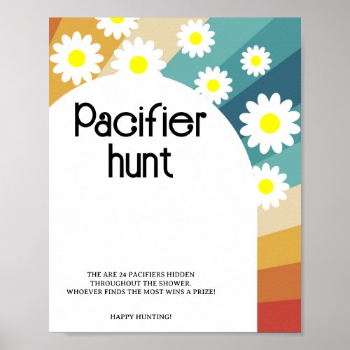 Retro Groovy _ Pacifier hunt baby shower game Poster