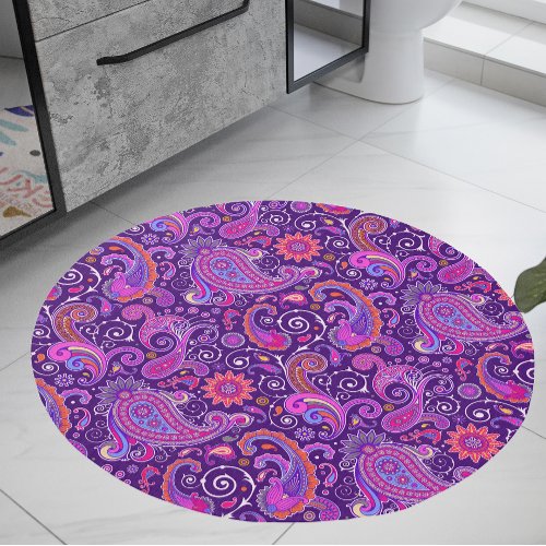 Retro Groovy Paisley Seventies Chic Purple Rug