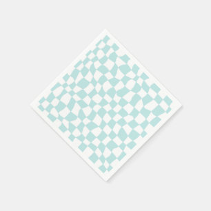 Retro Groovy Pastel Blue White Checks Checkered Napkins