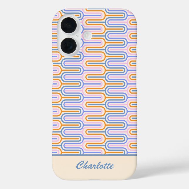 Retro Groovy Pastel Lines Pattern Personalized Case-Mate iPhone Case (Back)