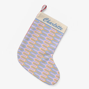 Retro Groovy Pastel Lines Pattern Personalized Small Christmas Stocking