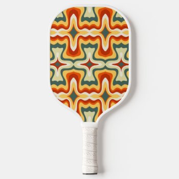 Retro Groovy Pattern Colorful Pickleball Paddle by InTrendPatterns at Zazzle