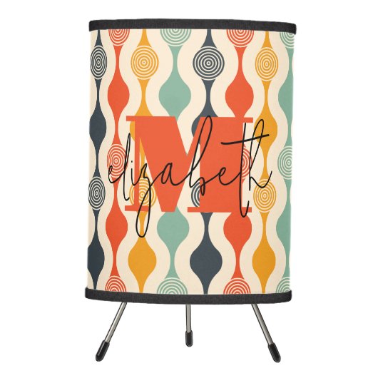 Retro Groovy Pattern Tripod Lamp (Front)