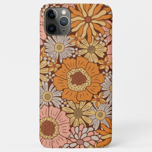 Retro Groovy pattern with flowers iPhone cases 
