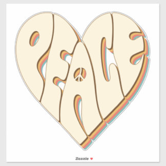Retro Groovy Peace Heart Inspirational Essential Sticker