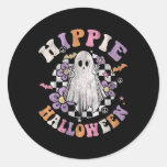Retro Groovy Peace Hippie Halloween Vintage Floral Classic Round Sticker