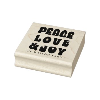 Retro Groovy Peace Love Joy Holiday Rubber Stamp by XmasMall at Zazzle