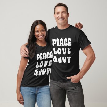 Retro Groovy Peace Love Joy Typography Holiday T-shirt by XmasMall at Zazzle