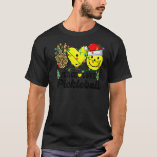 Retro Groovy Peace Love Pickleball Christmas Light T-Shirt