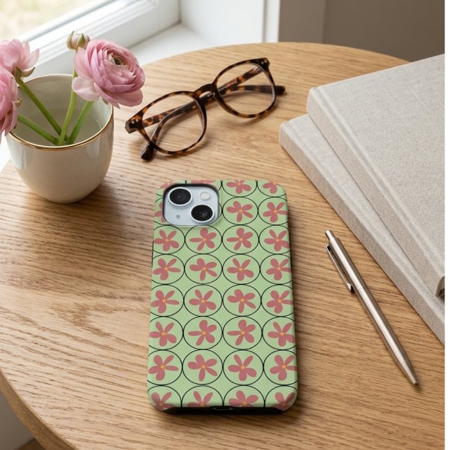 Retro Groovy Peach Floral Matte Phone Case (Creator Uploaded)