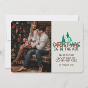 Retro Groovy Photo Christmas Is In The Air Card