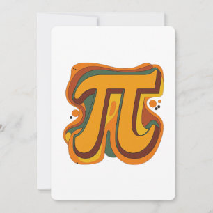 Retro Groovy Pi Symbol – Vintage 70s Math Design Holiday Card