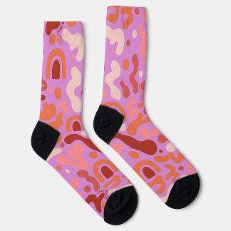 Retro Groovy Pink Abstract Pattern Socks