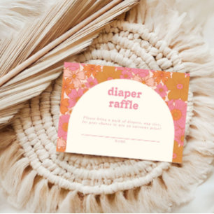 Retro Groovy Pink Arch Diaper Raffle Boho Enclosure Card