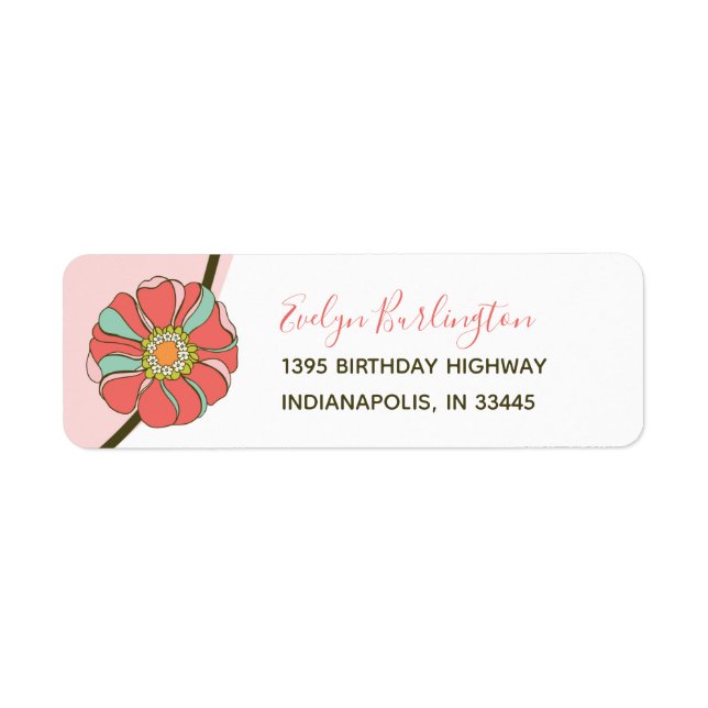 Retro Groovy Pink Floral Label (Front)
