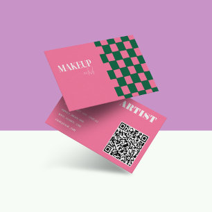 Retro Groovy Pink & Green Abstract Makeup Artist  Business Card