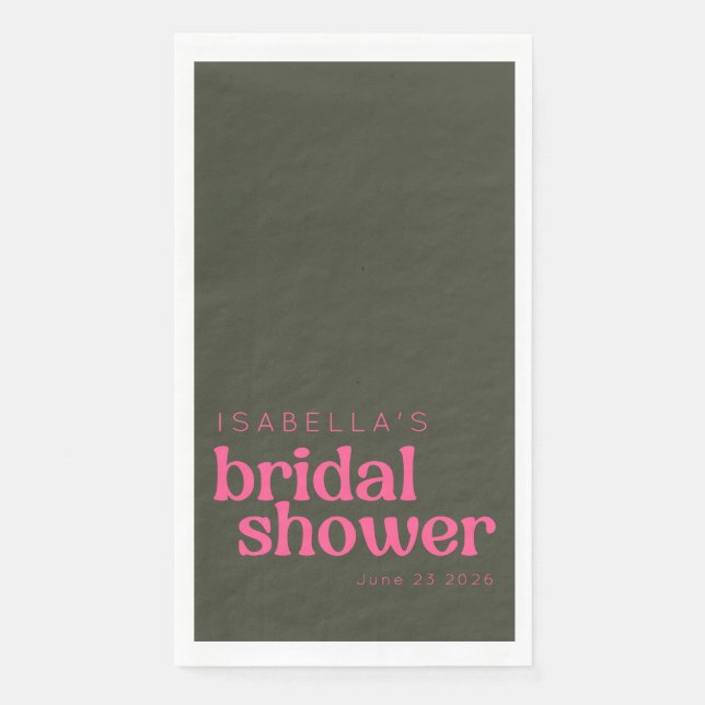Retro Groovy Pink Green Bridal Shower Custom  Paper Guest Towels (Front)