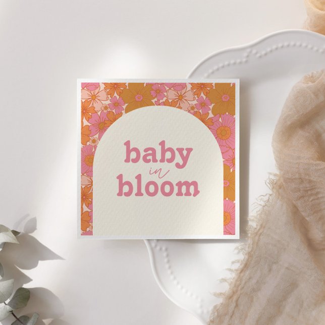Retro Groovy Pink Hippie Baby in Bloom | Boho Napkins (Creator Uploaded)