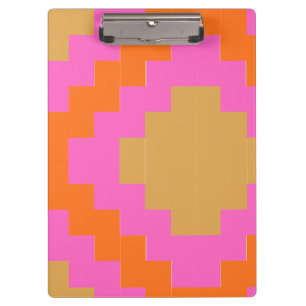 Retro Groovy Pink Orange Geometric Clipboard