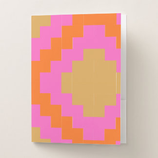 Retro Groovy Pink Orange Geometric pocket folders