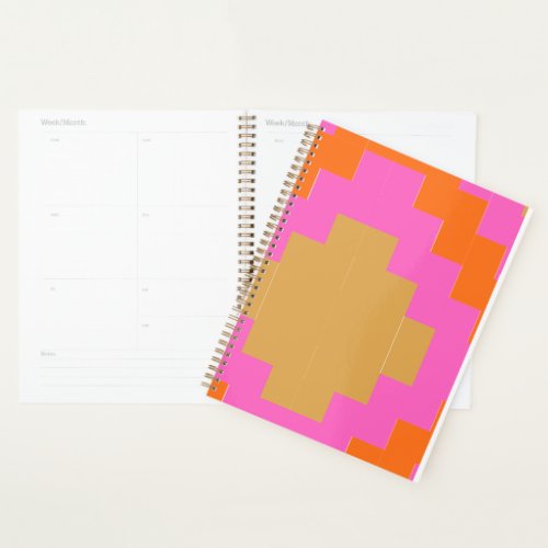 Retro Groovy Pink Orange Geometric School Notebook