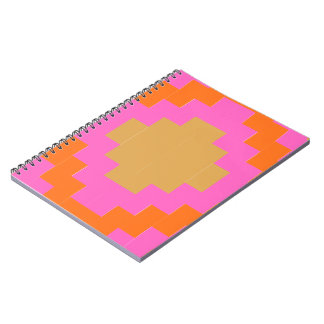 Retro Groovy Pink Orange Geometric School Notebook
