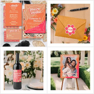 Retro Groovy Pink & Orange Wedding