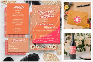 Retro Groovy Pink & Orange Wedding