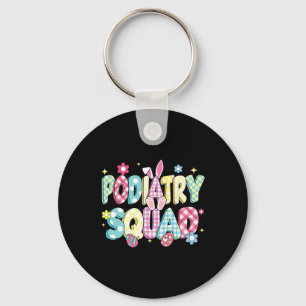 Retro Groovy Podiatry Squad Bunny Ear Funny Easter Keychain