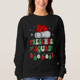 Retro Groovy Preschool Squad  Christmas Teacher Li Sweatshirt